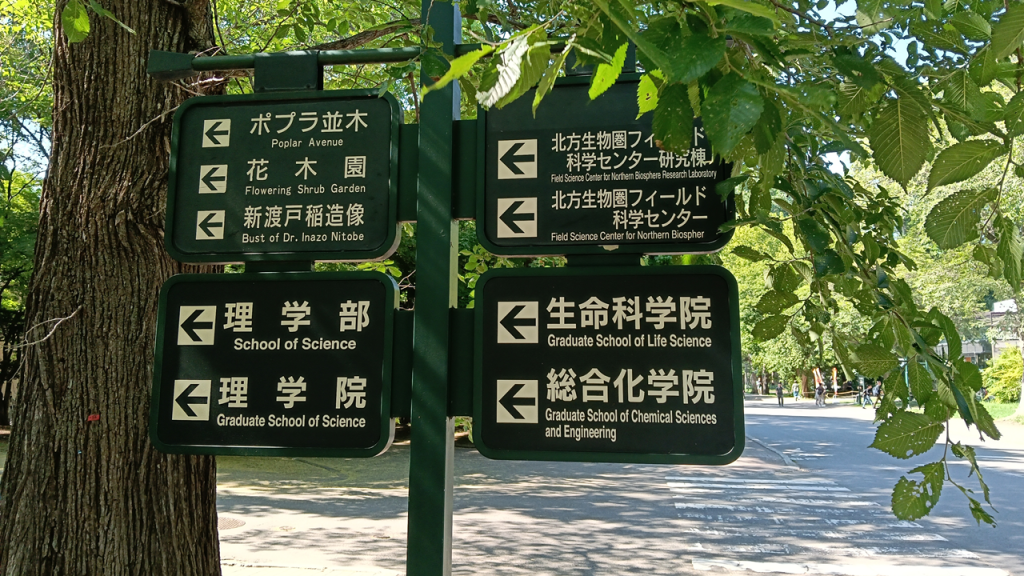ポプラ並木への案内板